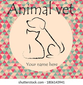 Logo de veterinaria animal y fondo con patrón