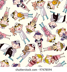animal veterinarian seamless pattern