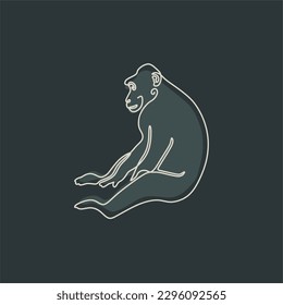 animal vintage line art with dark background