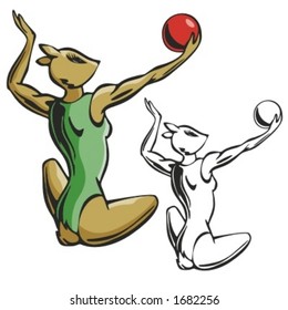 Animal Volleyball Mascot. Great for t-shirt designs, school mascot logo and any other design work. Ready for vinyl cutting.