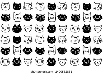 Animal Wallpaper: black and white cat face pattern