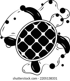 Animal in Water Vector Icon Design, Nature Love Symbol, Artistic landforms Scenes Sign, Heart in nature Stock illustration, Beautiful Landscape View in Circular Shape, turtle swimming in lake Concept