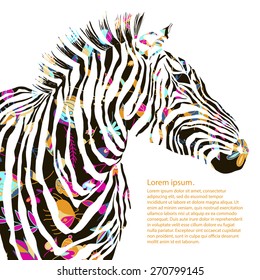 Animal watercolor illustration silhouette zebra. Vector