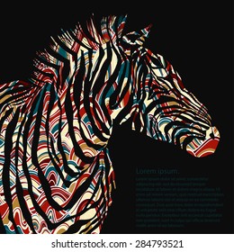 Animal watercolor illustration silhouette zebra. Vector illustration