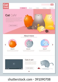 Animal website template  banner and infographic with Cat story , vector , illustration