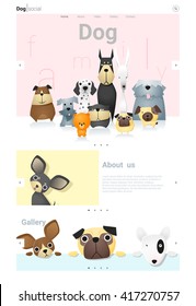 Animal website template  banner and infographic with Dog, vector , illustration