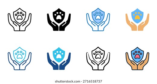 Animal welfare icons set multiple style collection. 
