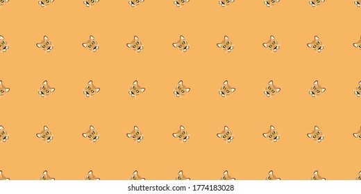 Animal (wild cat) Seamless pattern. Cartoon Leopard face on orange background.