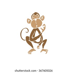 Animal wild monkey scratching cartoon
