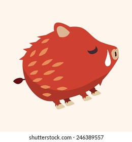 Animal wild pig flat icon elements, eps10