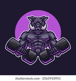 Animal Wild Pig Gym Mascot Vector Illustration Works Perfectly for Your Brand Business