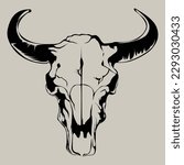 Animal wild skull bone line art vector silhouette 