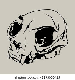 Animal wild skull bone line art vector silhouette 