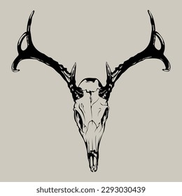 Animal wild skull bone line art vector silhouette 