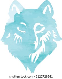 animal wild wolf watercolor  vector