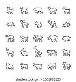 Animal, Wild, Zoo Icon Set. Editable Vector Stroke 64x64 Pixel.