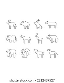 Animal, wild, zoo icon set. animal icons in flat style. animal icon isolated on white background. Perfect for coloring book, textiles, icon, web, painting, books, t-shirt print.