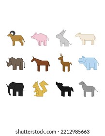 Animal, wild, zoo icon set. animal icons in flat style. animal icon isolated on white background. Perfect for coloring book, textiles, icon, web, painting, books, t-shirt print.