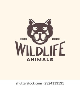 animal wildlife big cat tiger forest jungle vintage old logo design vector