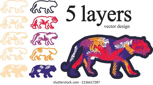 silvicultura animal enlosado proyecto listo modelo 3d color plástico figuración venta vectorial madera tallado diseño ecológico idea jungla genial caricatura exitosa fauna verano hojas tigre aislado