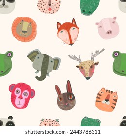Animal wildlife seamless pattern. watercolor vector.
