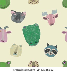 Animal wildlife seamless pattern. watercolor vector.