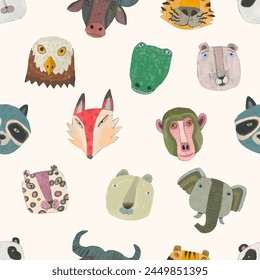 Animal wildlife seamless pattern. watercolor vector.