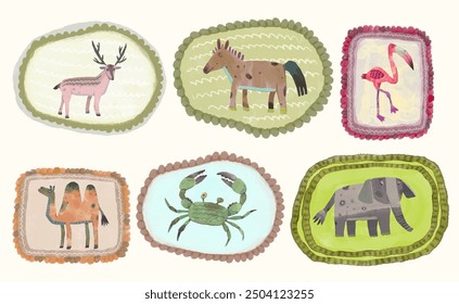 Animal wildlife watercolor painting. vector illustration. isolated cartoon.	
