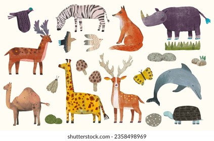 Animal wildlife watercolor vector illustration.