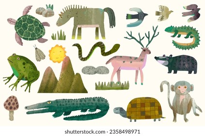 Animal wildlife watercolor vector illustration.