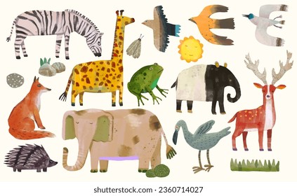 Animal wildlife watercolor vector illustration.