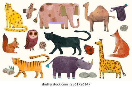 Animal wildlife watercolor vector illustration.