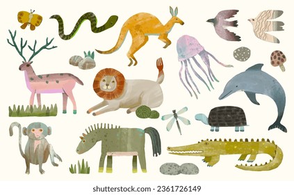 Animal wildlife watercolor vector illustration.