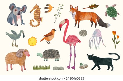 Ilustración del vector de acuarela de fauna silvestre animal.