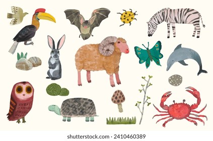 Animal wildlife watercolor vector illustration.