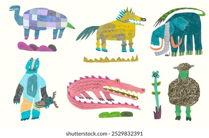 Ilustración vectorial de acuarela de fauna silvestre.