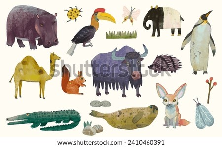 Animal wildlife watercolor vector illustration.