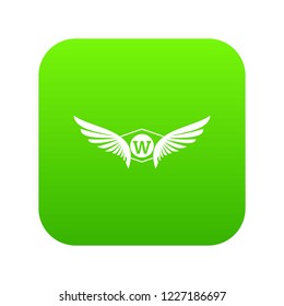 Animal wing icon green vector isolated on white background