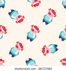 animal winter cartoon , cartoon seamless pattern background