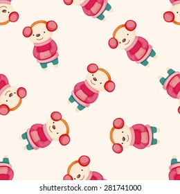 animal winter cartoon , cartoon seamless pattern background