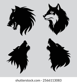 The animal of Wolf Head silhouette vector illustration design