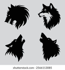 The animal of Wolf Head silhouette vector illustration design