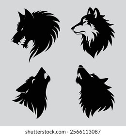 The animal of Wolf Head silhouette vector illustration design