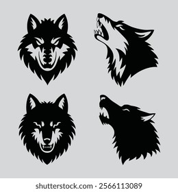 The animal of Wolf Head silhouette vector illustration design