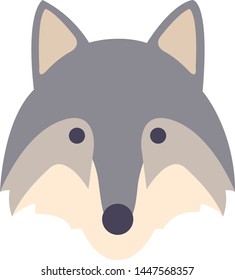 Animal wolf icon in flat minimal style