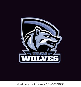 Animal Wolf Sports Logo Mascot esport Game Template Vector