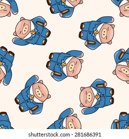 animal worker cartoon , cartoon seamless pattern background