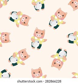 animal worker cartoon ,seamless pattern
