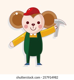 animal worker cartoon theme elements