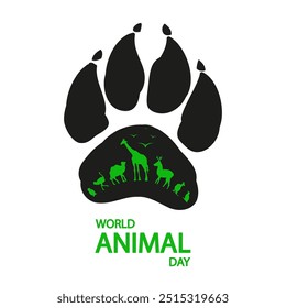 Animal World Day paws, vector art illustration.